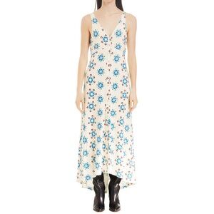 Paco Rabanne v neck floral print maxi with pearl snaps down the front size 34- 2